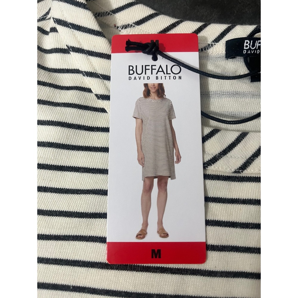 Buffalo David Bitton T-Shirt Dress Medium Stripe NWT Slit Hem Preppy Nautical - Picture 6 of 7